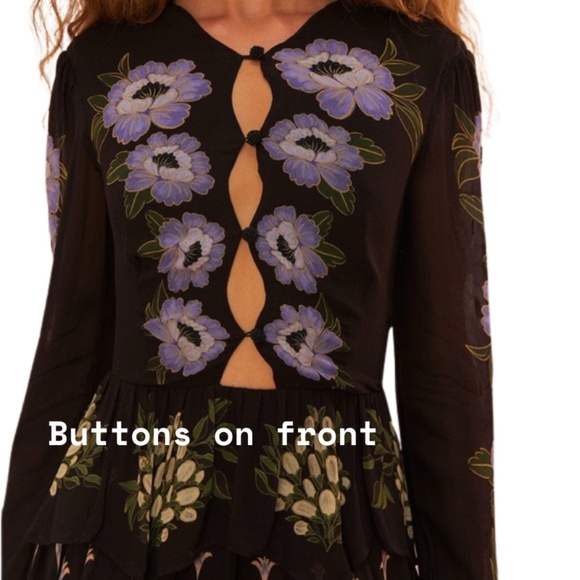 NWT FARM Rio Ruffled Printed Tiered Gown (S) - Picture 2 of 6